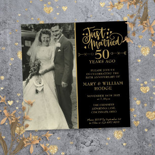 Invitation 50e anniversaire juste marié Mariage photo Carré