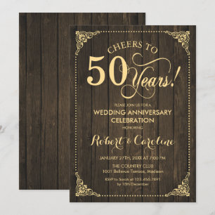 Invitation 50e anniversaire Mariage - Bois d'or