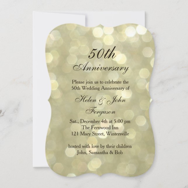 Invitation 50e anniversaire Mariage Champagne Bubbles Invitat (Devant)