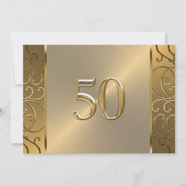 Invitation 50e anniversaire Mariage de la Filigree d'or torsa (Devant)