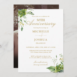 Invitation 50e anniversaire Mariage de verdure Photo or