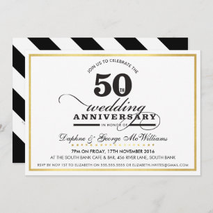 Invitation 50E ANNIVERSAIRE MARIAGE élégant or noir invitatio