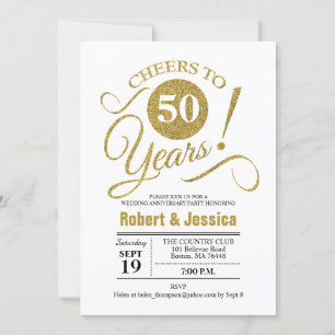 Invitation 50e anniversaire Mariage - Gold White