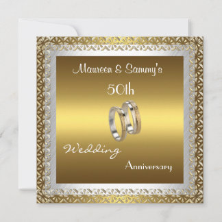 Invitation 50e Anniversaire Mariage Or Élégant