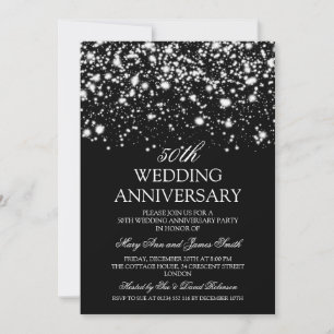 Invitation 50e anniversaire Mariage Silver Midnight Glam