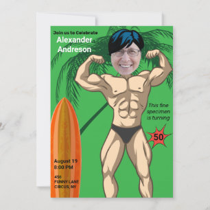 Invitation 50e anniversaire 💪 🤣 Mens Funny Bodybuilder Musc
