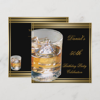 Invitation 50e anniversaire Mens Sepia Gold Boissons froides