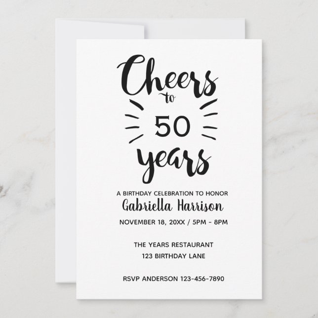 Invitation 50e anniversaire minimaliste (Devant)