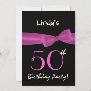 Invitation 50e anniversaire Modèle Magenta Pink Bow W422