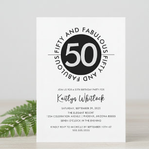 Invitation 50e anniversaire Moderne Gras et Fabuleux