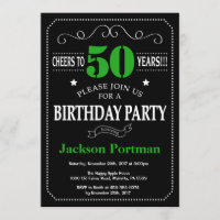 50e anniversaire Noir et Vert Chalkboard