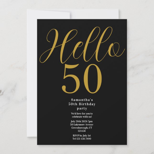 Invitation 50e Anniversaire Noir moderne Or Anniversaire (Devant)