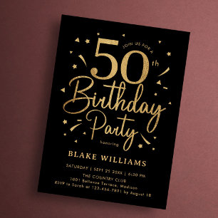 Invitation 50e Anniversaire Noir Or
