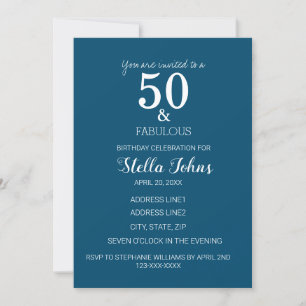 Invitation 50e anniversaire Océan Bleu Moderne Elégant Cinqua