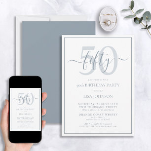 Invitation 50e anniversaire officiel Dusty Blue Classic Scrip