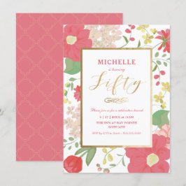 Invitation 50e Anniversaire - Or, Elégant Floral