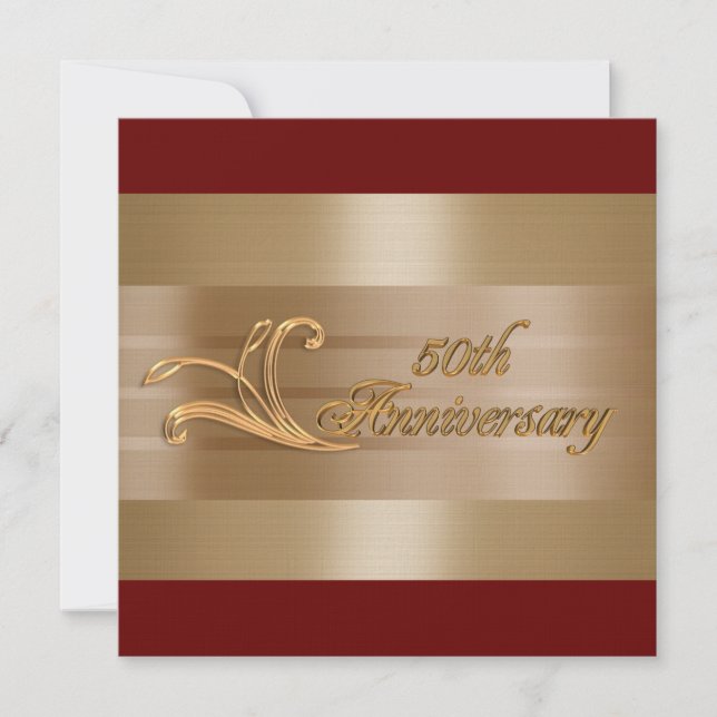Invitation 50e anniversaire or rouge (Devant)