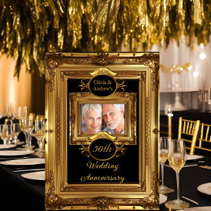 Invitation 50e Anniversaire Parti Golden Frame Photo