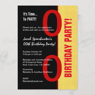 Invitation 50e anniversaire Partie moderne Jaune rouge Noir A