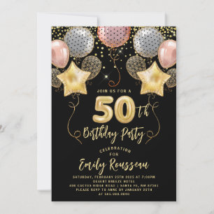 Invitation 50e anniversaire Parties scintillant d'or Confetti