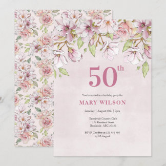 Invitation 50e anniversaire Pink Floral