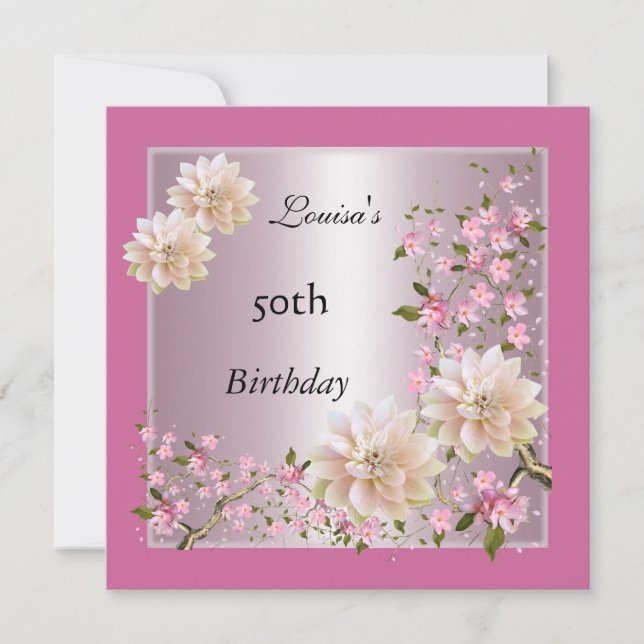 Invitation 50e anniversaire Pink Lotus Blossom Floral (Devant)