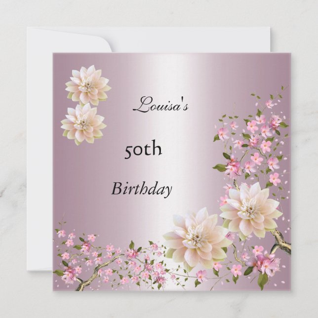 Invitation 50e anniversaire Pink Lotus Blossom Floral (Devant)