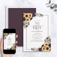 50e Anniversaire Plum violet Tournesol Aquarelle