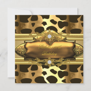 Invitation 50e anniversaire Poster de animal Gold