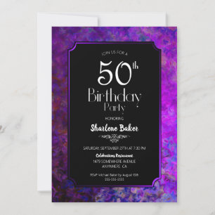 Invitation 50e anniversaire Purple and Black Party