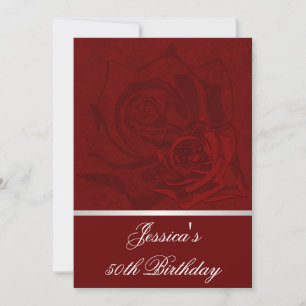 Invitation 50e anniversaire Red Roses White Satin Trim Party