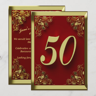 Invitation 50e anniversaire Regal Gold Red Greeting ou