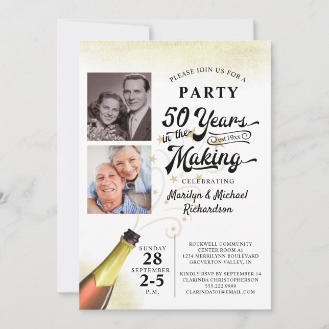 Invitation 50e anniversaire Rétro DES ANNÉES DE CRÉATION Phot (Devant)