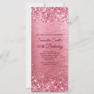 Invitation 50e anniversaire rose brillant