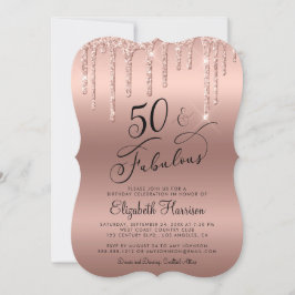 Invitation 50e anniversaire Rose Parties scintillant d'or