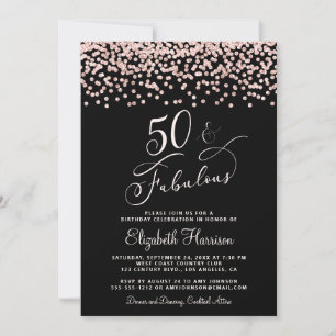 Invitation 50e anniversaire Rose Parties scintillant d'or Bla
