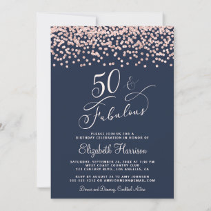Invitation 50e anniversaire Rose Parties scintillant d'or ble