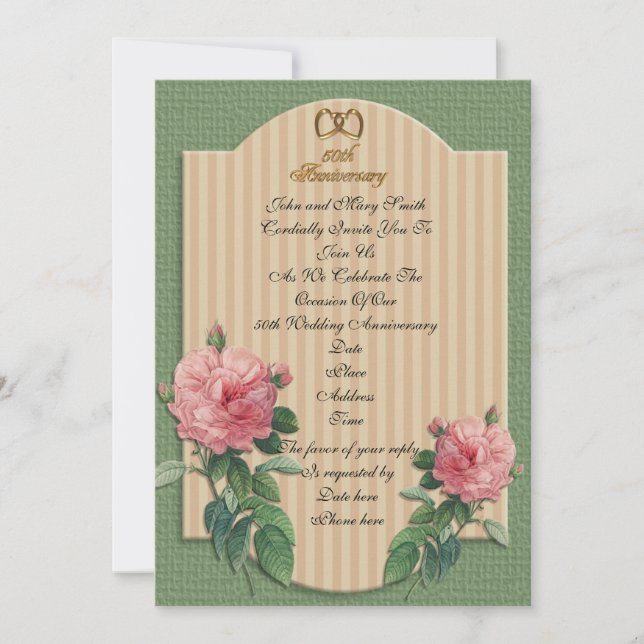 Invitation 50e anniversaire roses anciennes (Devant)