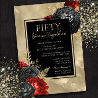 50e Anniversaire Rouge Noir Or Floral