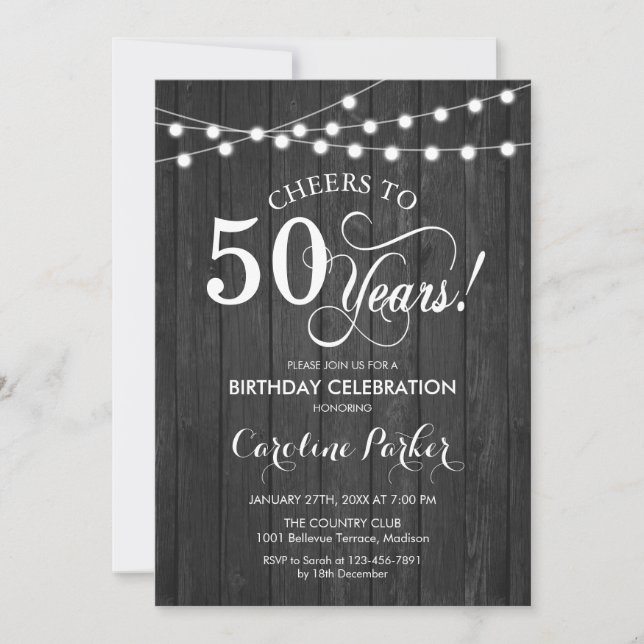 Invitation 50e anniversaire - Rustic Grey Motif (Devant)