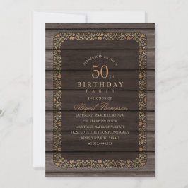 Invitation 50e anniversaire Rustic Wood Fancy Country Party
