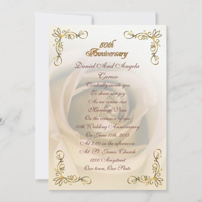 Invitation 50e anniversaire Sepia rose (Devant)