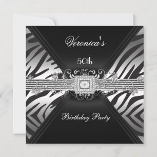Invitation 50e anniversaire Silver Black Zebra Diamond Image