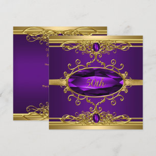 Invitation 50e Anniversaire Soirée Gold Purple Diamond