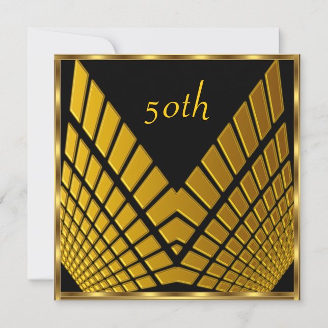 Invitation 50e anniversaire Soirée Or Noir or 1 (Devant)