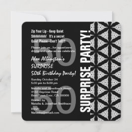 Invitation 50e anniversaire surprise Blanc noir moderne W1761