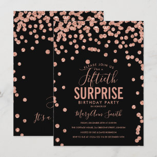 Invitation 50e anniversaire surprise Rose Gold Black