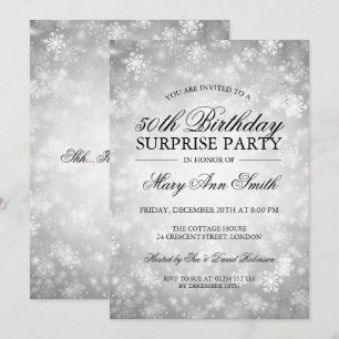Invitation 50e anniversaire surprise Silver Winter Wonderland