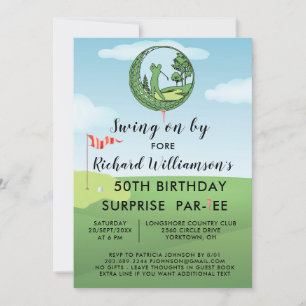Invitation 50e Anniversaire Surprise Thème de golf masculin