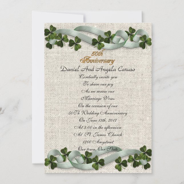 Invitation 50e anniversaire Thème irlandais (Devant)